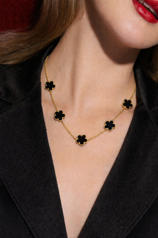 Golden Clover Noir Necklace