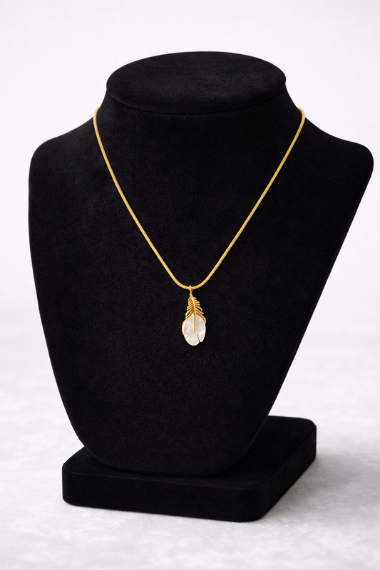 Golden Feather Pearl Necklace