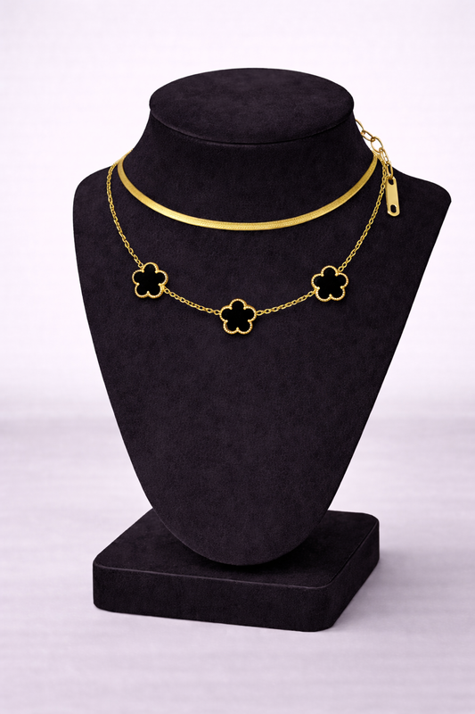 Golden Clover Noir Necklace