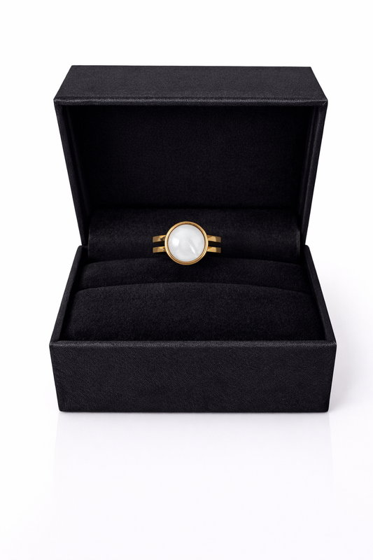 Golden Moonstone Circle Ring