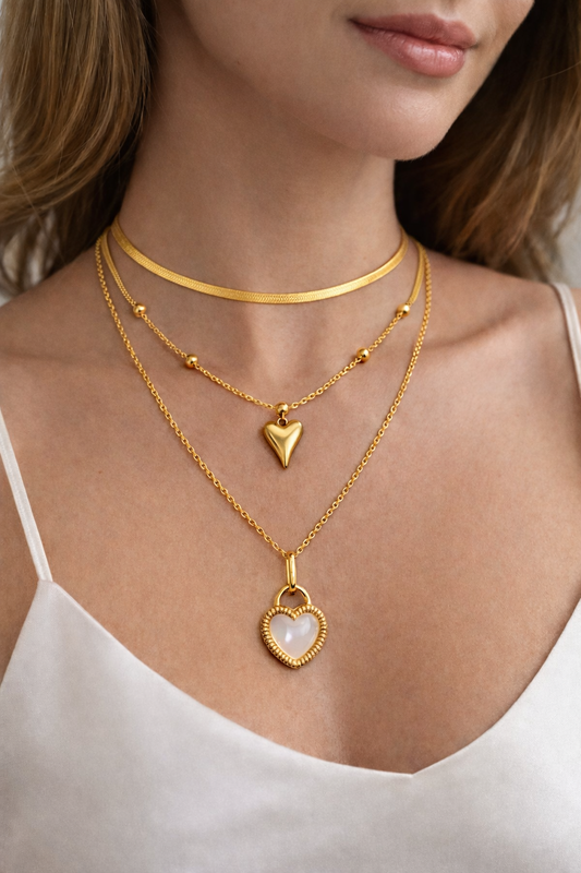 Golden Heart Harmony Necklace Set