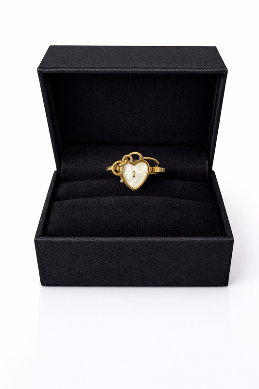 Golden Heart Lock Ring