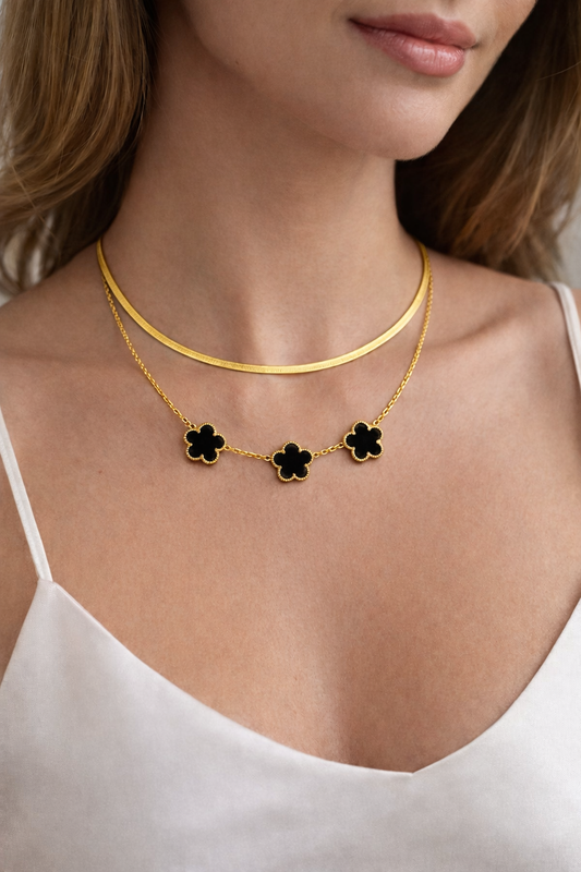 Golden Clover Noir Necklace