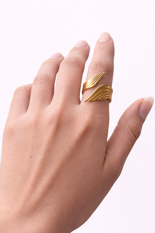 Golden Wave Sculpted Ring
