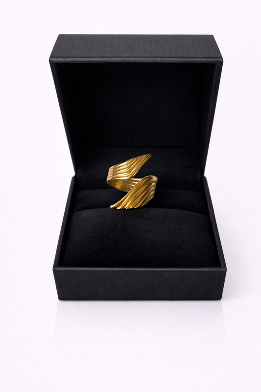 Golden Wave Sculpted Ring